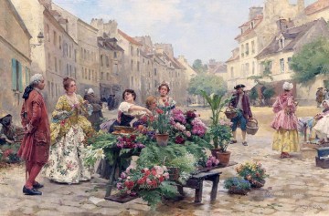 街並み Painting - ルイ・マリー・シュライバー 18 世紀のパリの市場